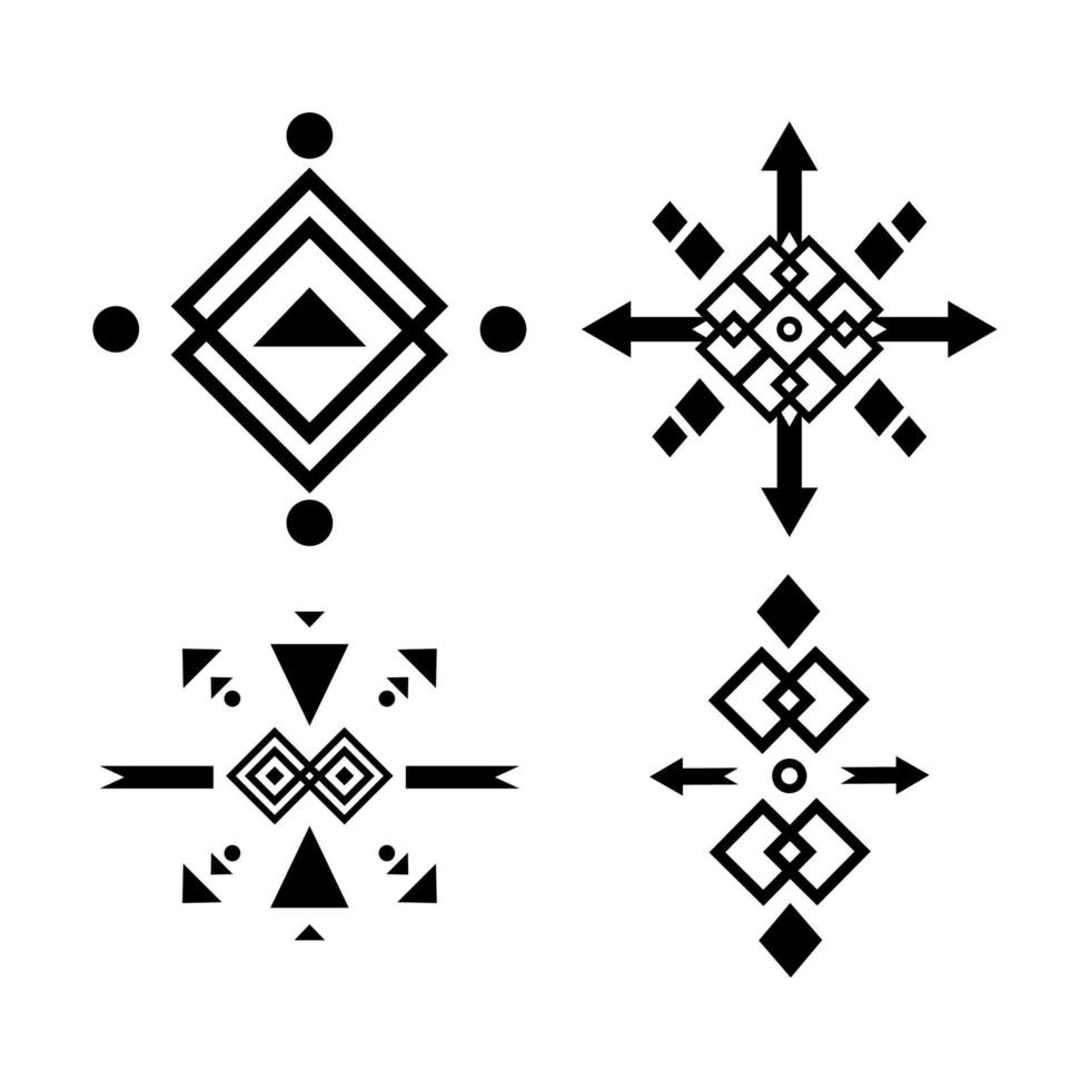 Reihe von schwarzen ethnischen geometrischen Mustern vektor