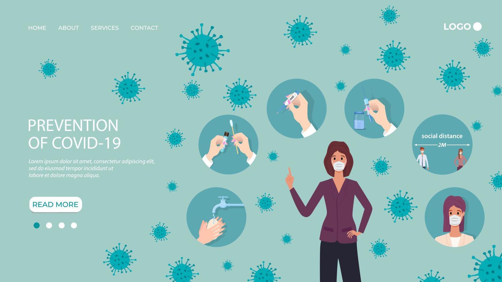 förebyggande av covid19. information handla om skydd och förebyggande åtgärder i de fall av coronavirus och influensa epidemier.platt vektor illustration.the mall av de landning sida.