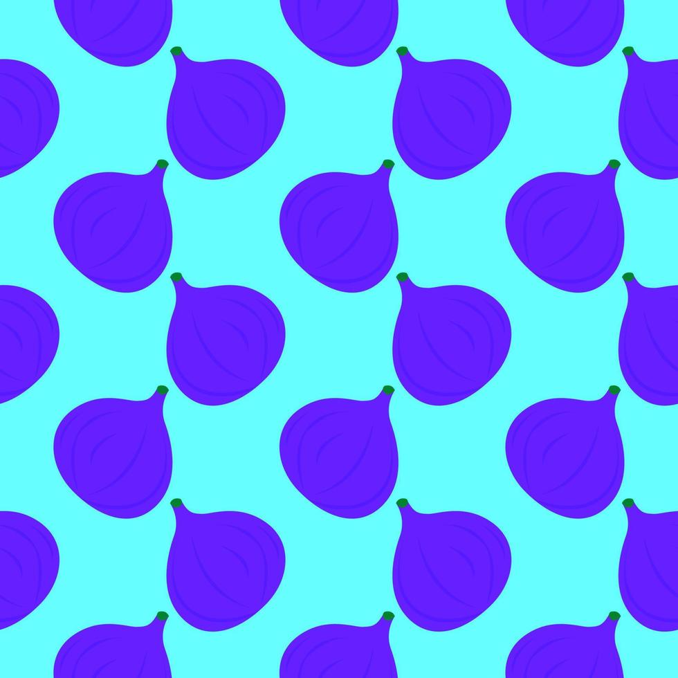 lila fikon, sömlös mönster på blå bakgrund. vektor