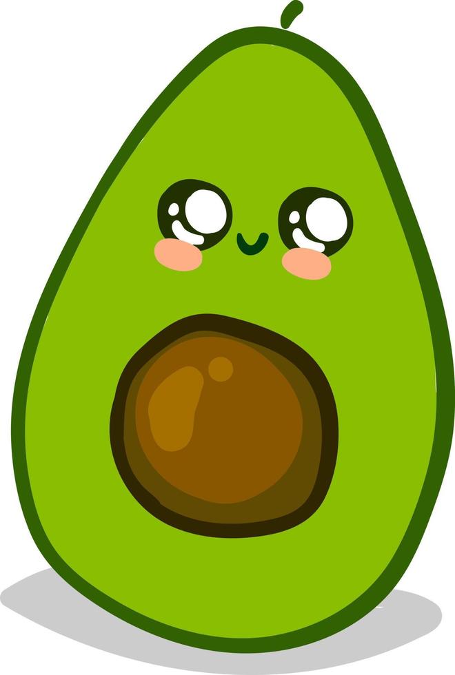 süße Avocado, Illustration, Vektor auf weißem Hintergrund