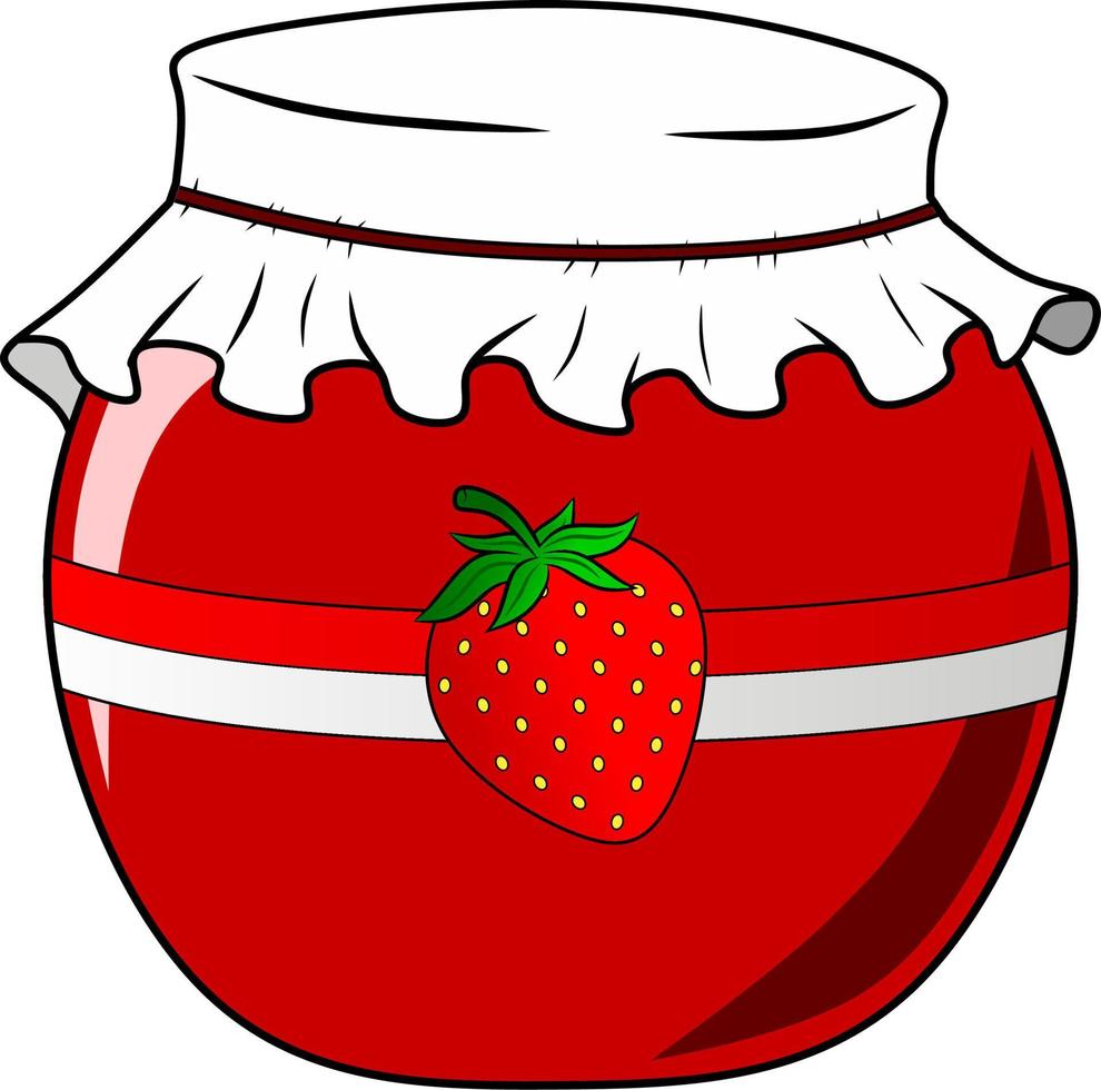 jordgubb sylt burk isolerat vektor illustration. röd bär sylt vektor för logotyp, ikon, symbol, företag, design eller dekoration. jordgubb sylt i de burk vektor illustration. hygge stil vektor