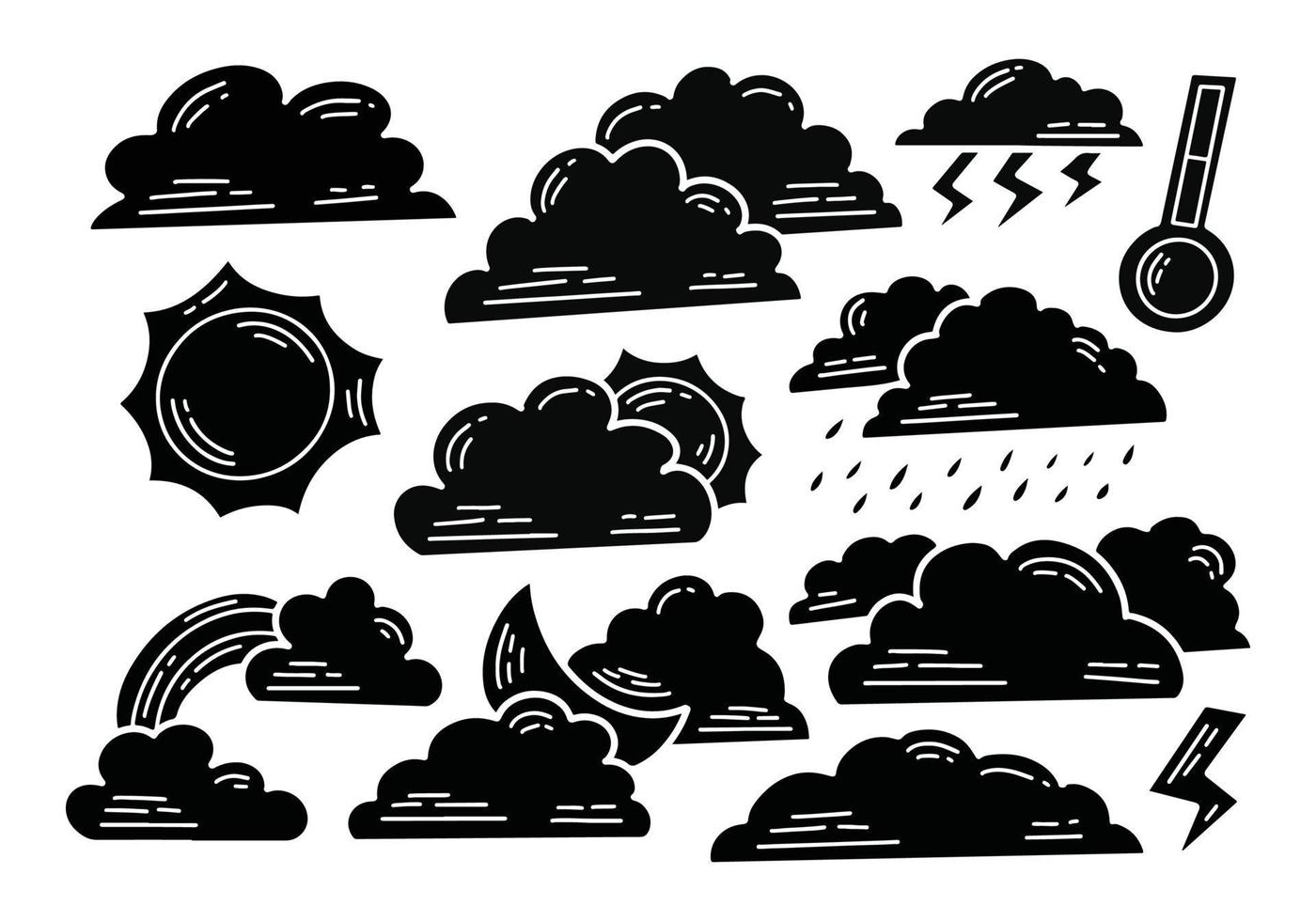 uppsättning av väder fast ikon illustration uppsättning vektor