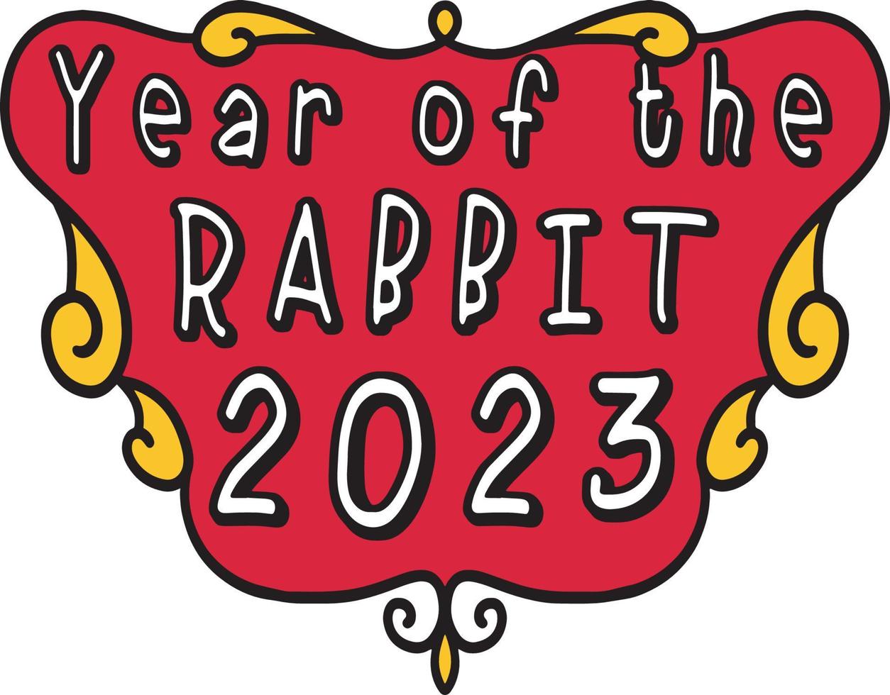 Jahr des Kaninchens 2023 Cartoon farbige Cliparts vektor