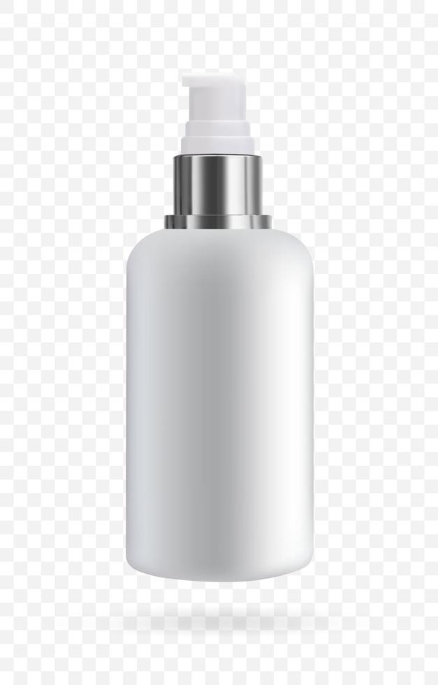 kosmetisk flaska med dispenser för tvål och kosmetika. attrapp av förpackning för vätskor. vektor 3d illustration.