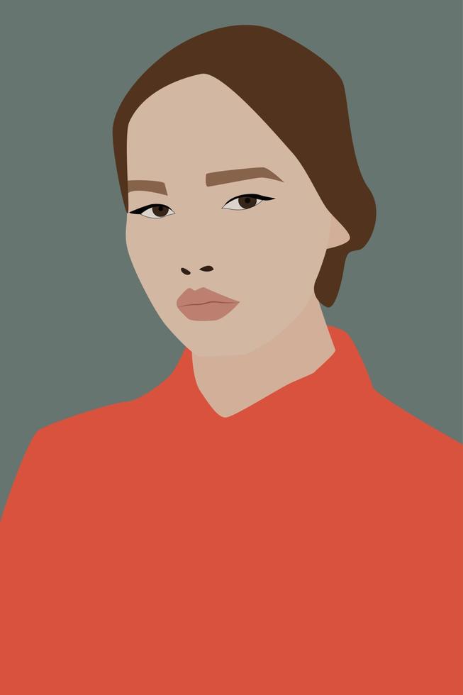 flicka i orange skjorta, illustration, vektor på vit bakgrund.