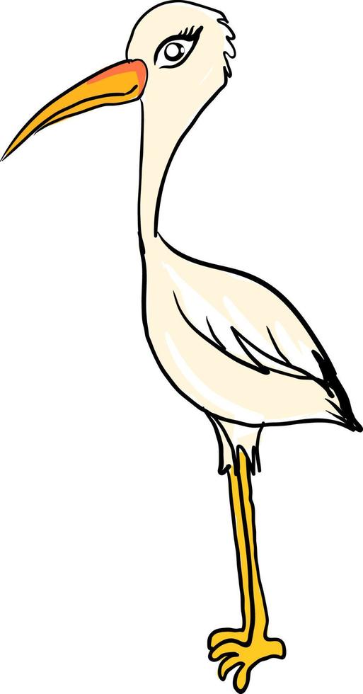 Storch stehend, Illustration, Vektor auf weißem Hintergrund.