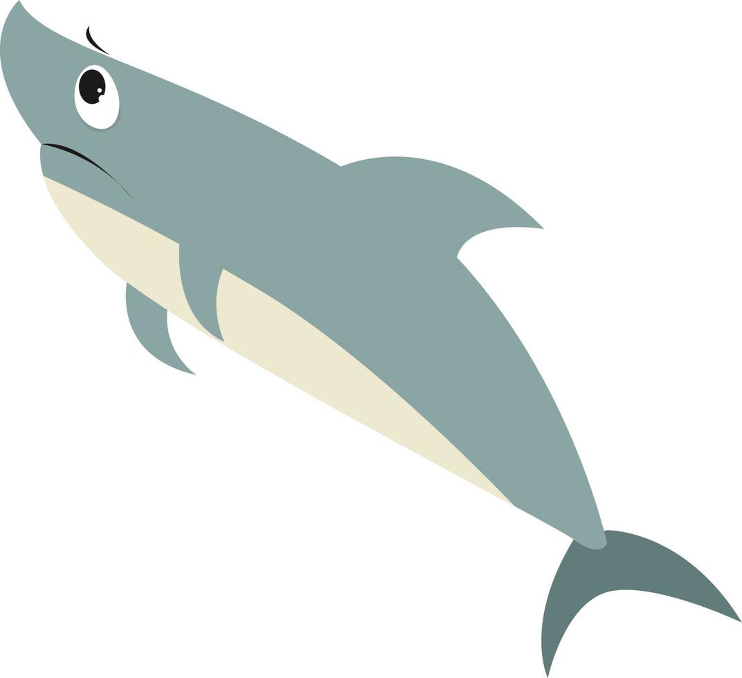 trauriger Hai, Illustration, Vektor auf weißem Hintergrund.