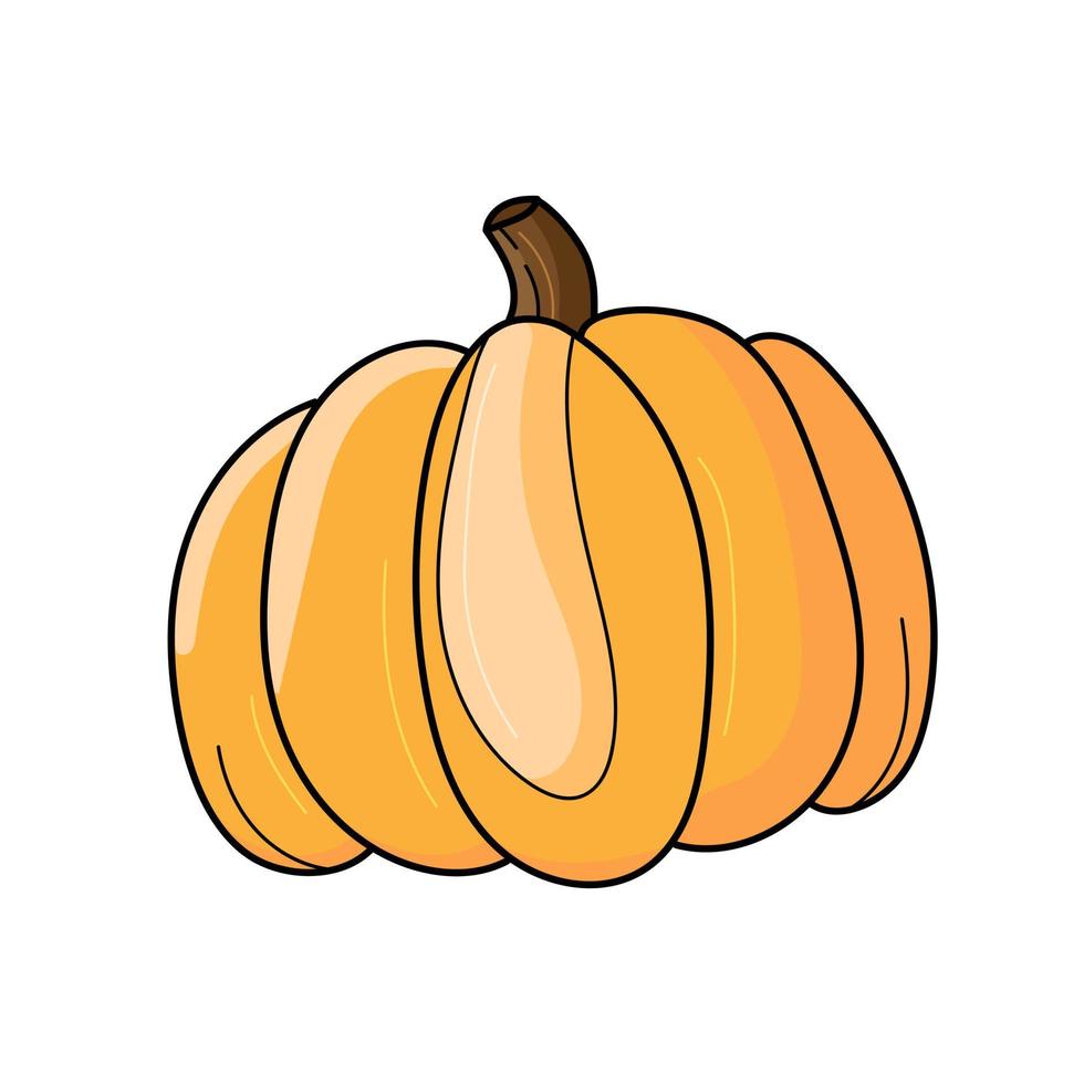 tecknad serie festlig vektor pumpa, isolerat på vit bakgrund. traditionell tacksägelse mat eller halloween symbol