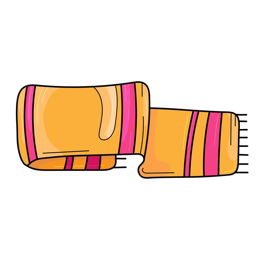 gelb oder orange gestreifter Wollschal. einzelne Ikone der Schals und der Schals in der Karikaturart, Vektorsymbol-Vorratillustration auf Weiß vektor
