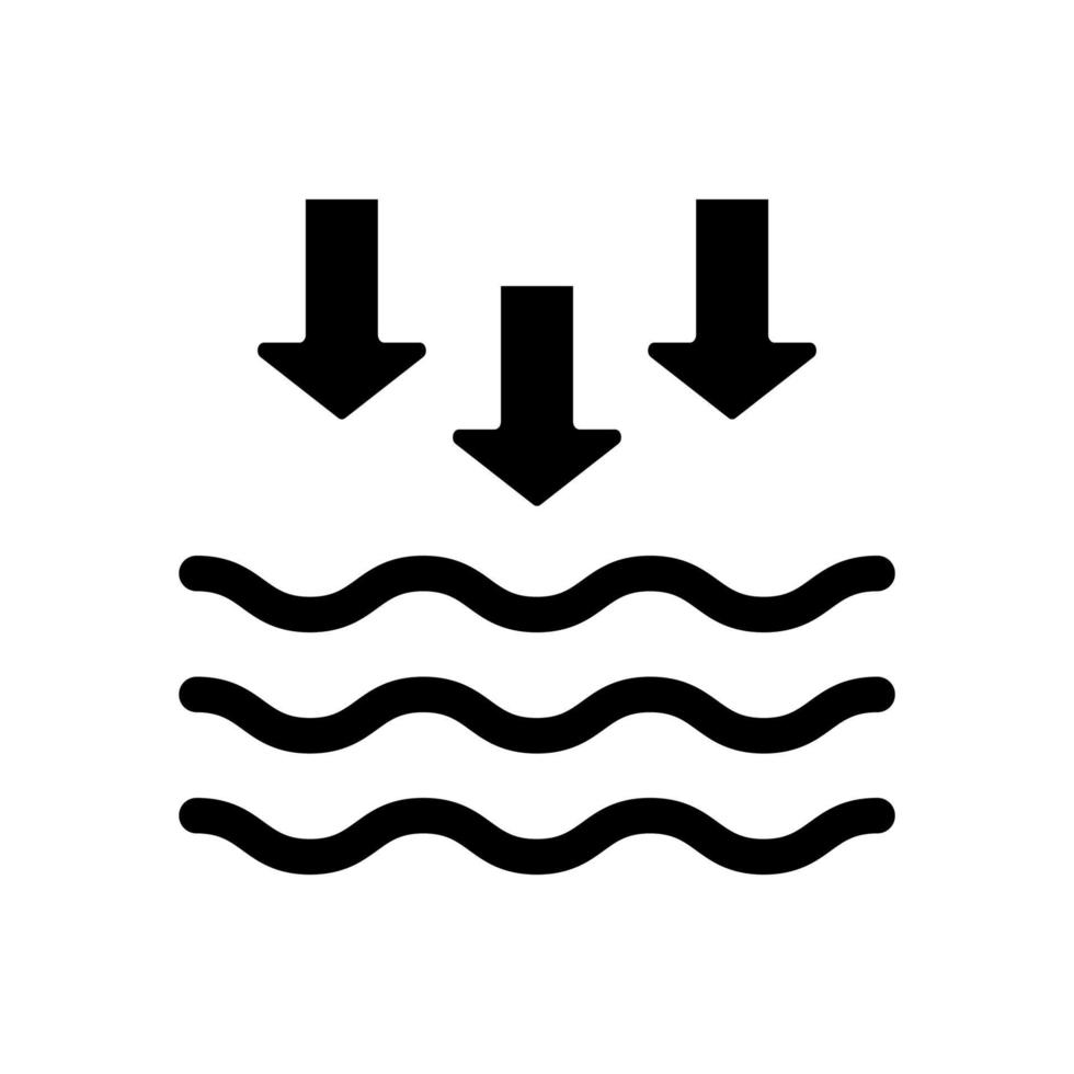 låg tidvatten silhuett ikon. vågor på de hav eller hav svart ikon. vektor isolerat illustration.
