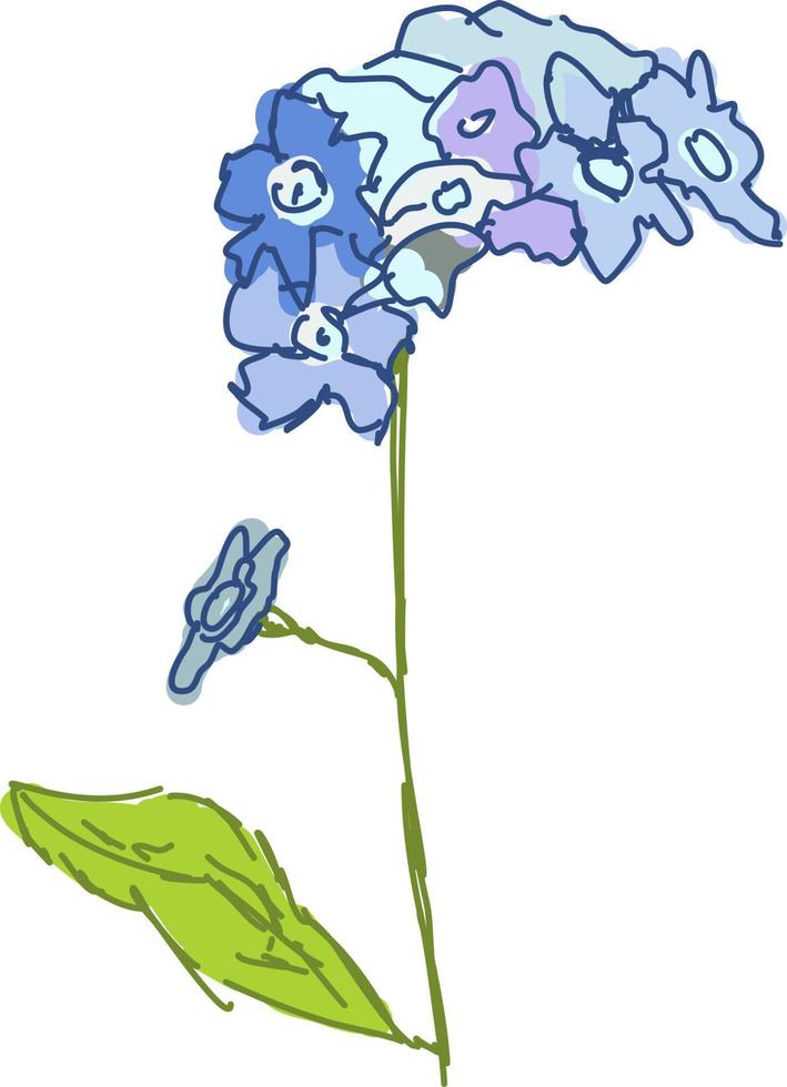 blaue Blume, Illustration, Vektor auf weißem Hintergrund.