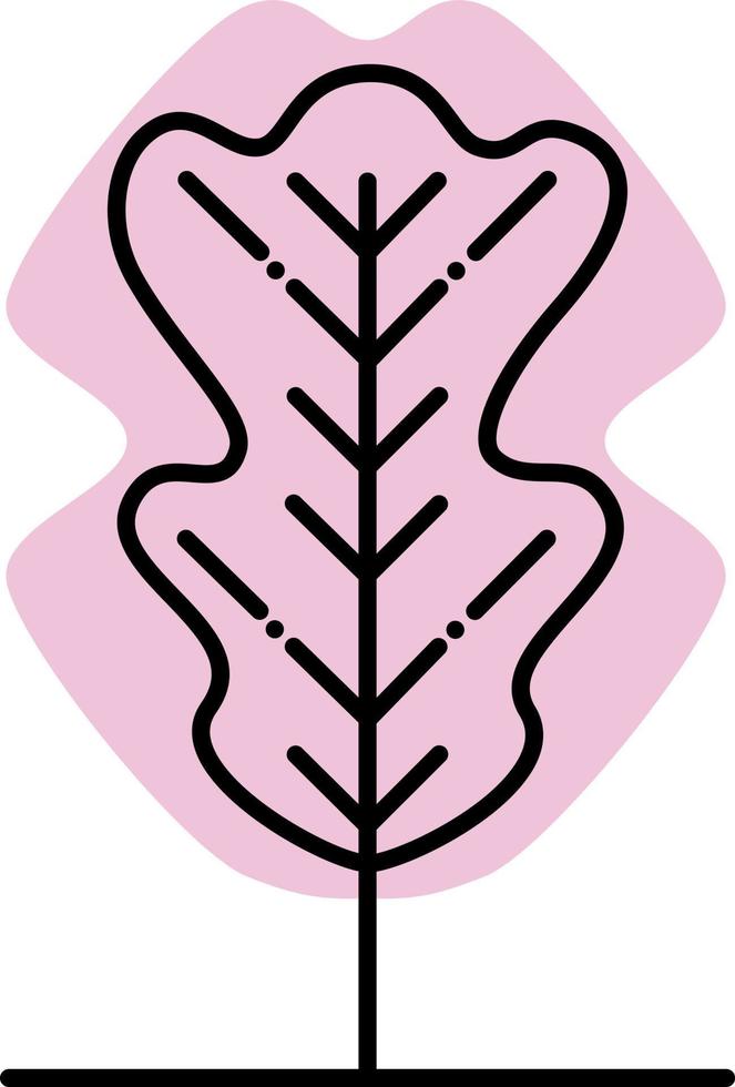 minimaler rosa gefärbter baum, illustration, vektor auf weißem hintergrund.