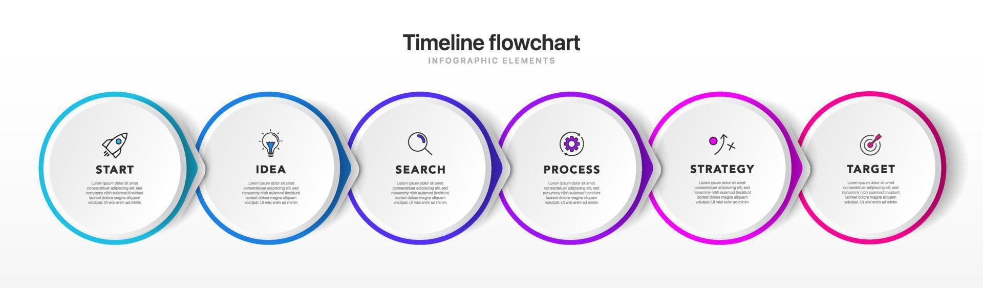 Timeline-Infografik-Design mit Optionen oder Schritten. Infografiken für Geschäftskonzept. kann für Präsentationen Workflow-Layout, Banner, Prozess, Diagramm, Flussdiagramm, Infografik, Jahresbericht verwendet werden. vektor