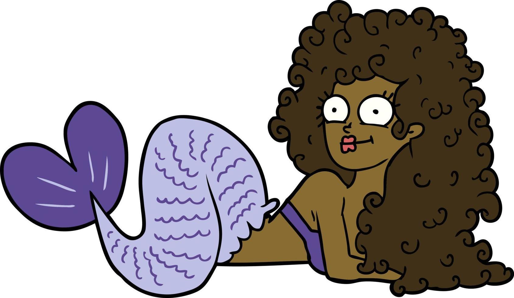 Cartoon-Afro-Meerjungfrau vektor