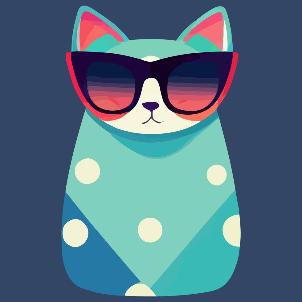 Illustrationsvektorgrafik der Katze mit Sonnenbrille isoliert perfekt für Logo, Maskottchen, Symbol oder Druck auf T-Shirt vektor