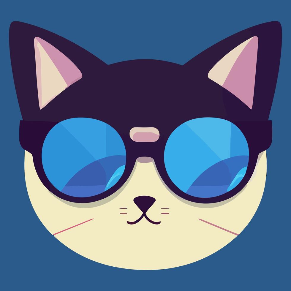 Illustrationsvektorgrafik der Katze mit Sonnenbrille isoliert perfekt für Logo, Maskottchen, Symbol oder Druck auf T-Shirt vektor