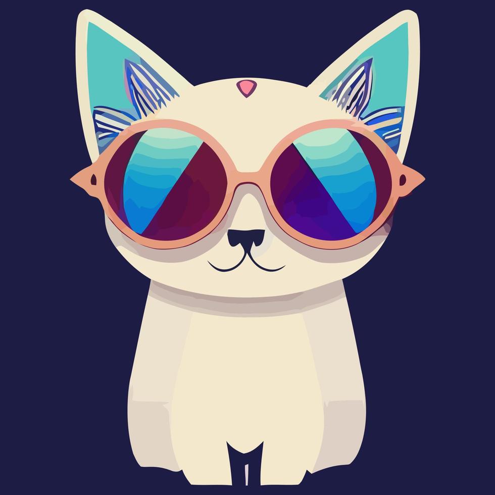 Illustrationsvektorgrafik der Katze mit Sonnenbrille isoliert perfekt für Logo, Maskottchen, Symbol oder Druck auf T-Shirt vektor