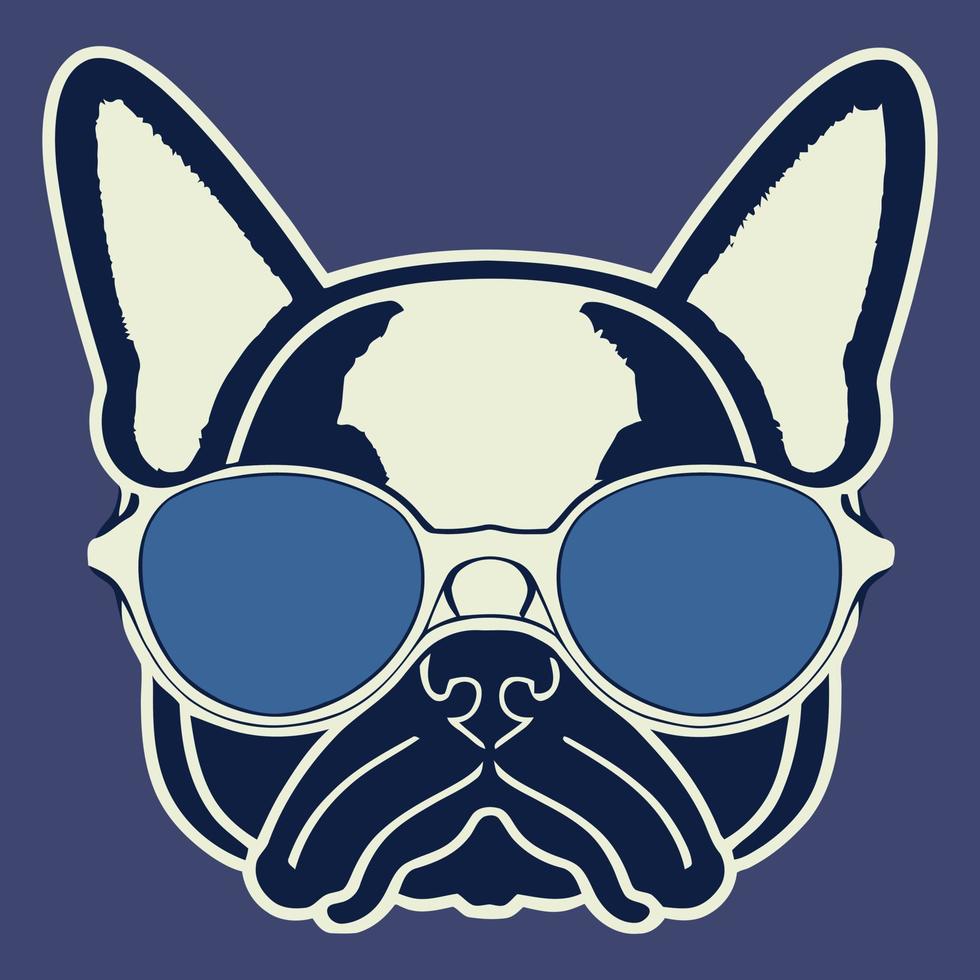 Illustrationsvektorgrafik der französischen Bulldogge mit Sonnenbrille isoliert gut für Logo, Symbol, Maskottchen, Druck oder passen Sie Ihr Design an vektor