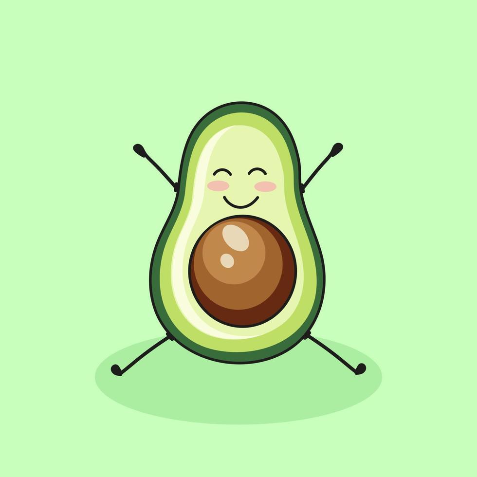 cartoon niedliche avocado vektor editierbare bunte zeichnung illustration