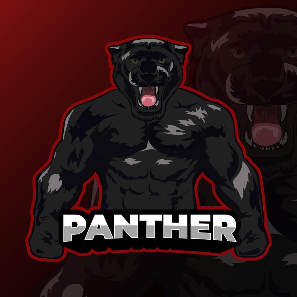 rotes muskelpanther e-sportlogo vektor