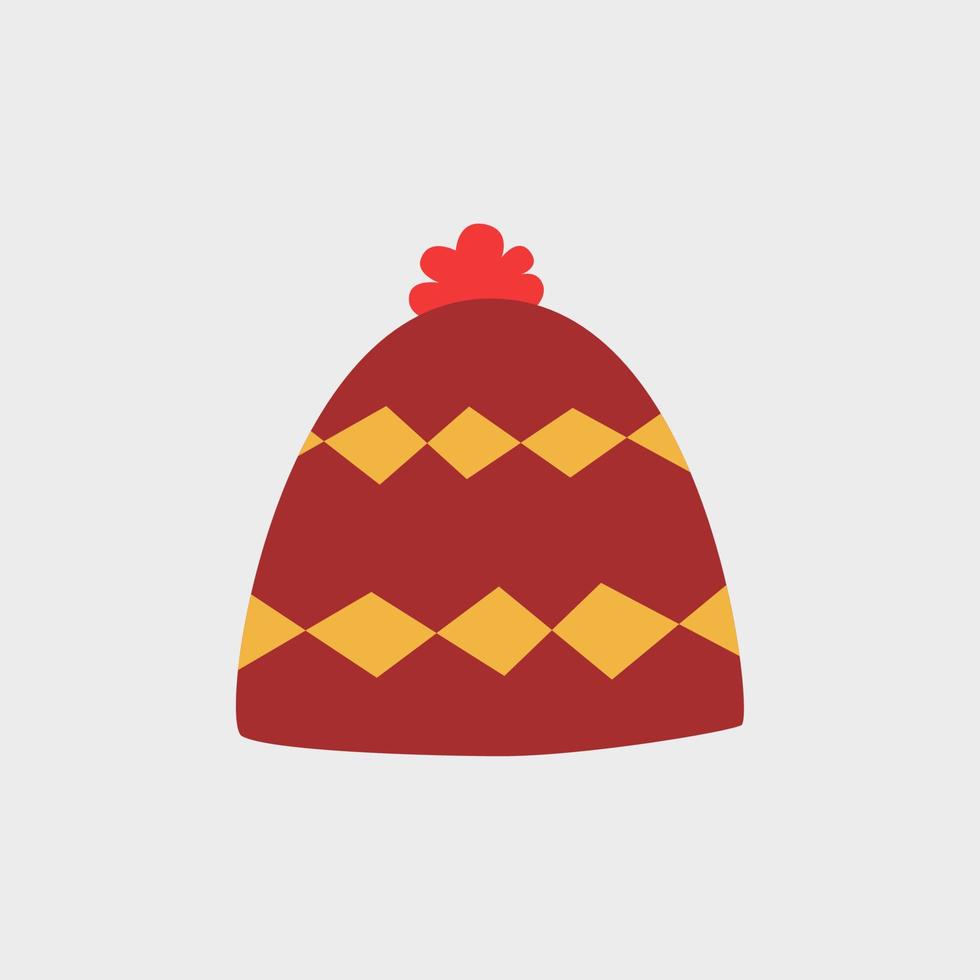 söt hand dragen stil mössa för vinter- säsong tema design element eller Resurser. platt vektor illustration mössa hatt i värma röd Färg