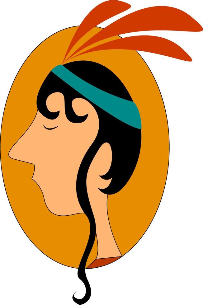 cherokee indisk profil, illustration, vektor på vit bakgrund.