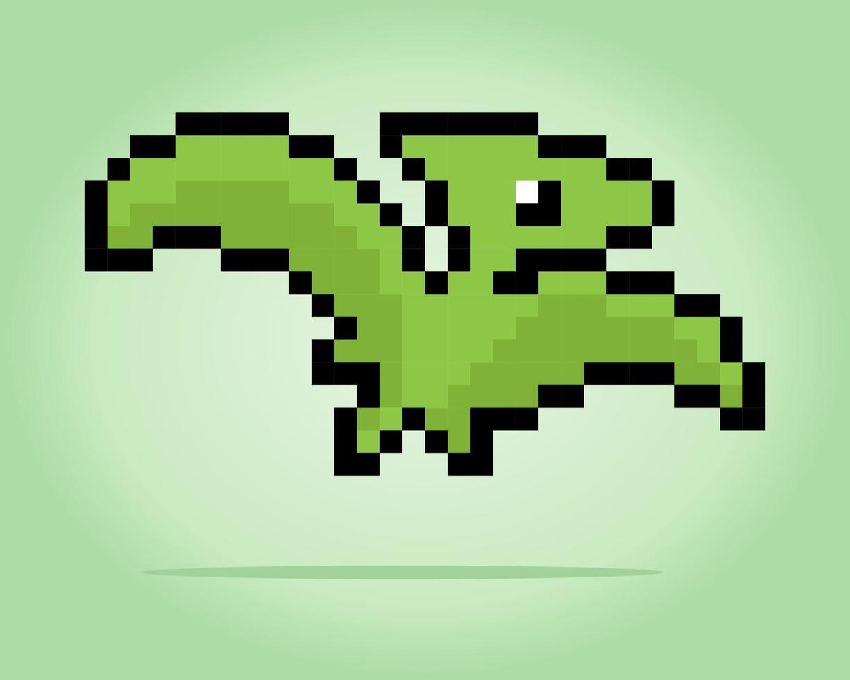 8 bit pixel av flygande dinosaurie. djur i vektor illustrationer för korsa sy mönster.