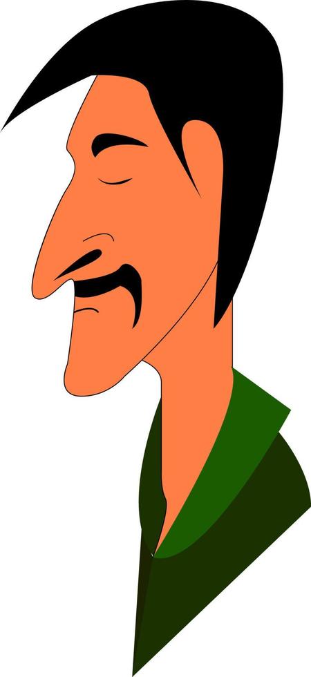 en man i grön med ögon stängd, vektor eller Färg illustration.