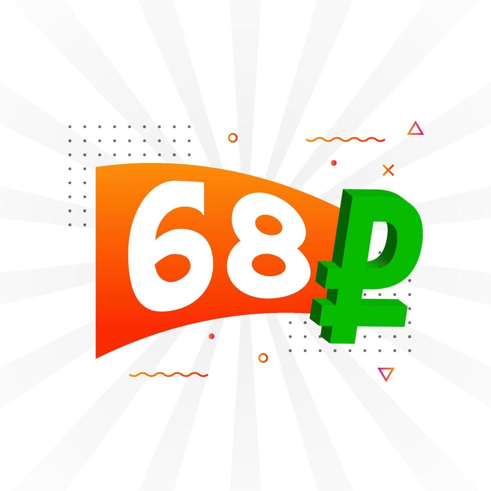 68 Rubel Symbol fettes Textvektorbild. 68 russische Rubel-Währungszeichen-Vektorillustration vektor