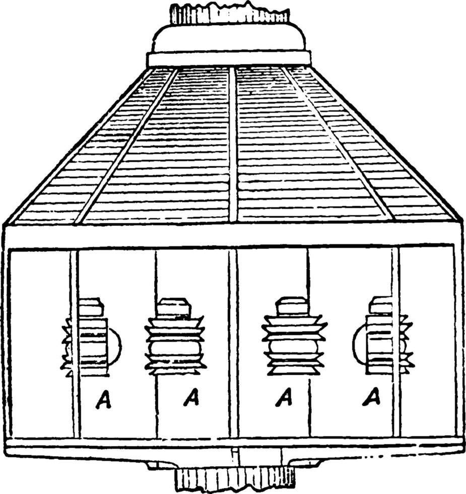 dioptrisches Licht, Vintage-Illustration. vektor