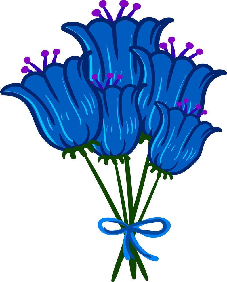 blå blommor bukett, illustration, vektor på vit bakgrund
