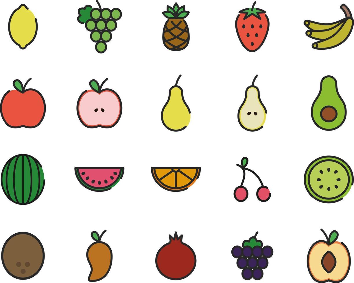 frisches Obst, Illustration, auf weißem Hintergrund. vektor