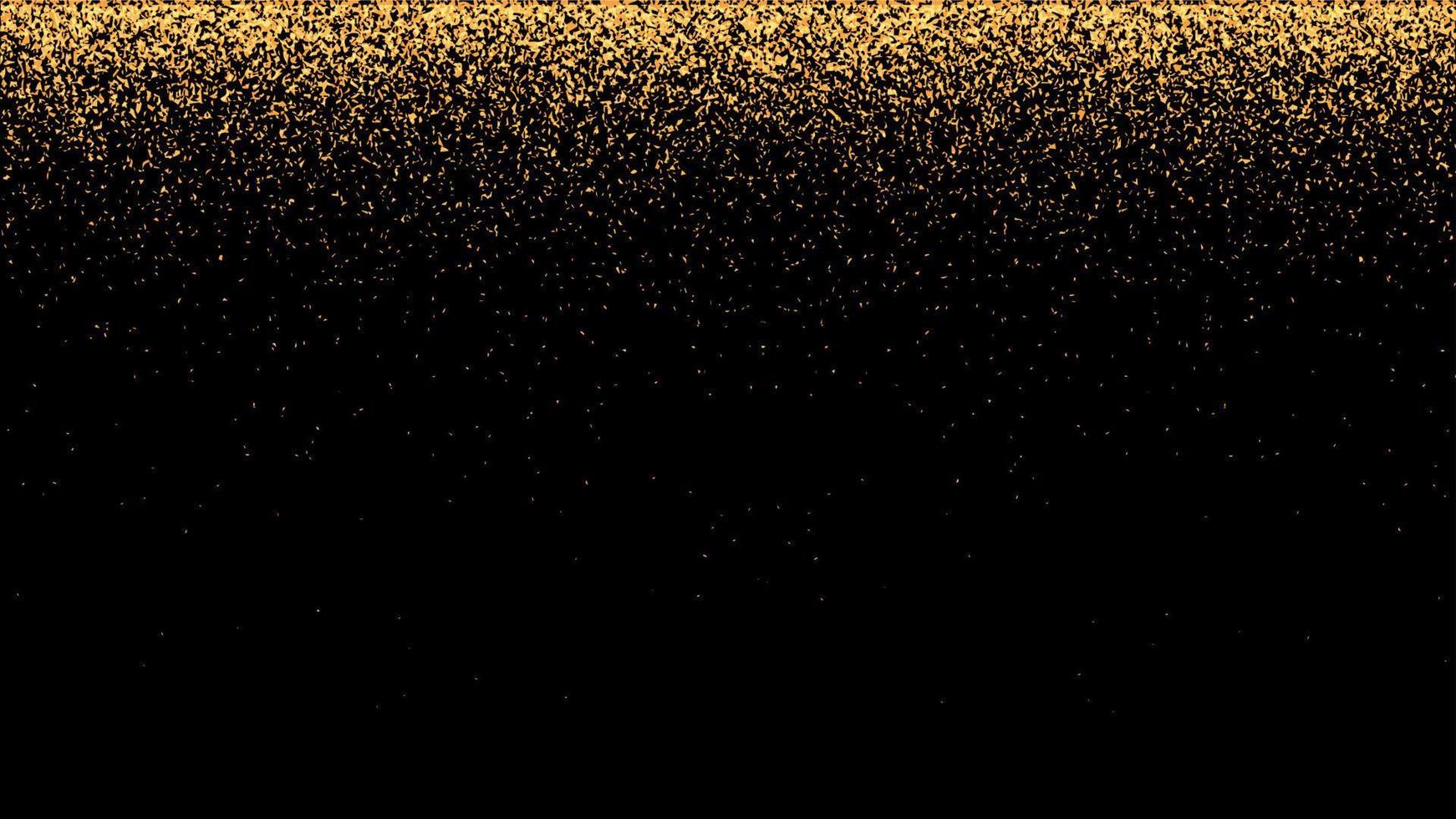 festlicher vektorhintergrund mit goldglitter und konfetti für weihnachtsfeier. schwarzer hintergrund mit leuchtenden goldenen partikeln. vektor