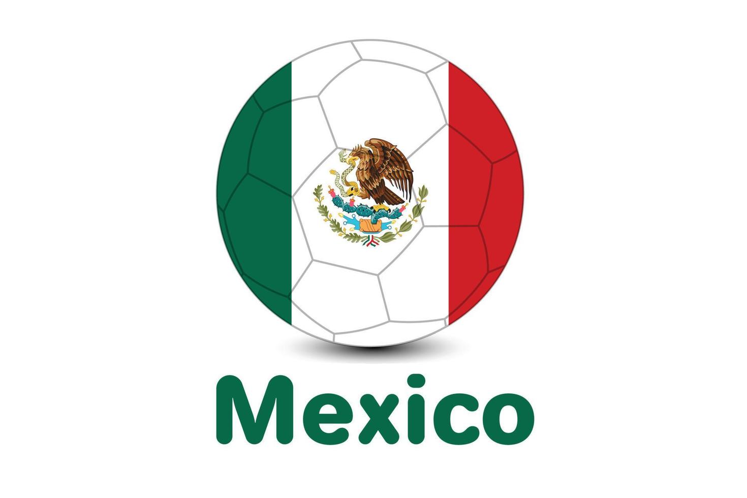 mexiko-flagge, fußballillustration für die fifa-weltmeisterschaft 2022. katar-weltmeisterschaft 2022. vektor