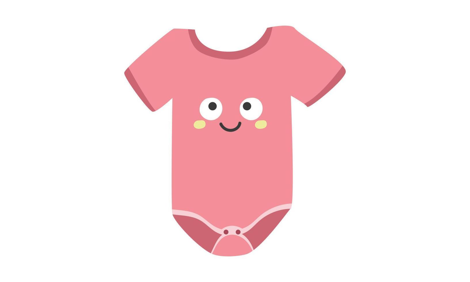 roter Babybody Clipart. einfacher niedlicher babybody mit flacher vektorillustration des kawaii gesichtsdesigns. Baby-Bodysuit, Körperkinder, Baby-Shirt, Strampler, Kleidung für Neugeborene Cartoon-Zeichnung vektor