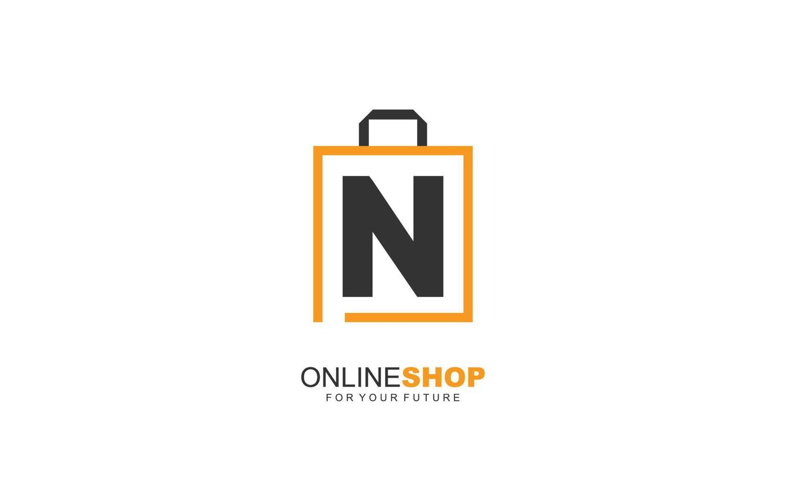 n Logo Onlineshop für Branding Company. Taschenschablonen-Vektorillustration für Ihre Marke. vektor