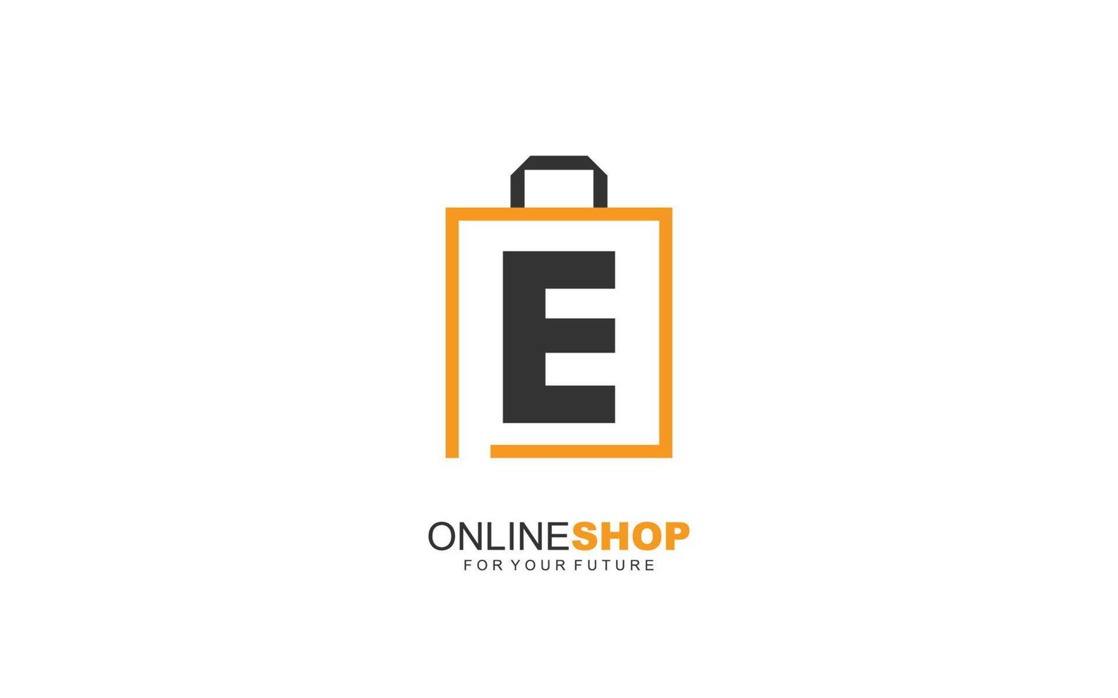 e Logo Onlineshop für Branding Company. Taschenschablonen-Vektorillustration für Ihre Marke. vektor