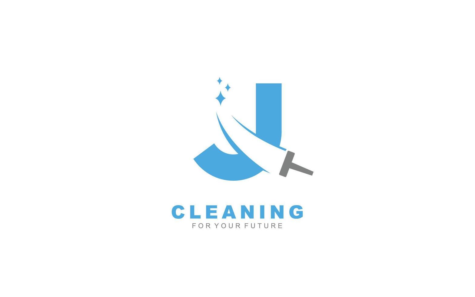 j Logo-Reinigungsdienste für Markenunternehmen. Hausarbeitsvorlagen-Vektorillustration für Ihre Marke. vektor