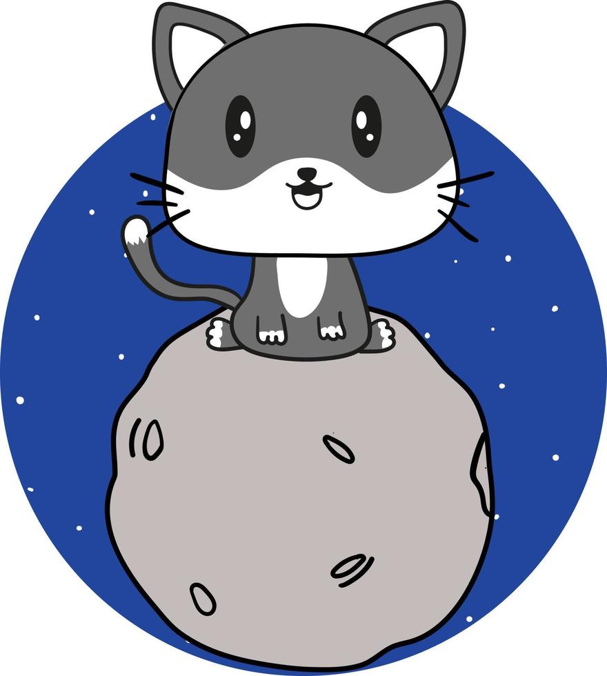 Plats måne katt vektor redigerbar färgrik teckning illustration