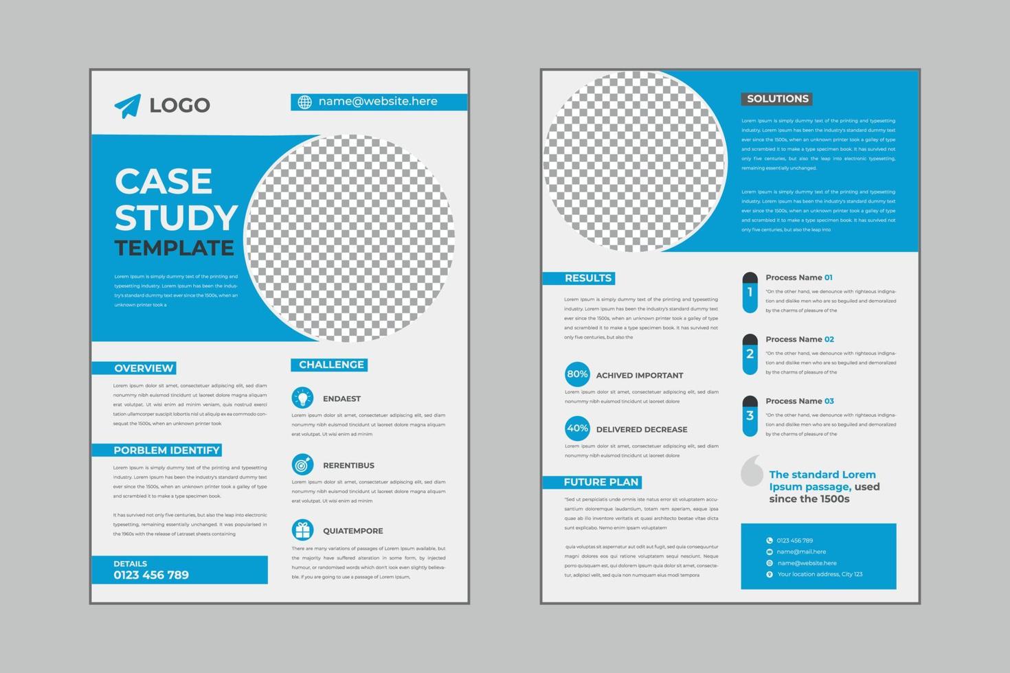 Fallstudien-Flyer-Vorlagendesign für Corporate-Business-Projekt mit Mockup vektor