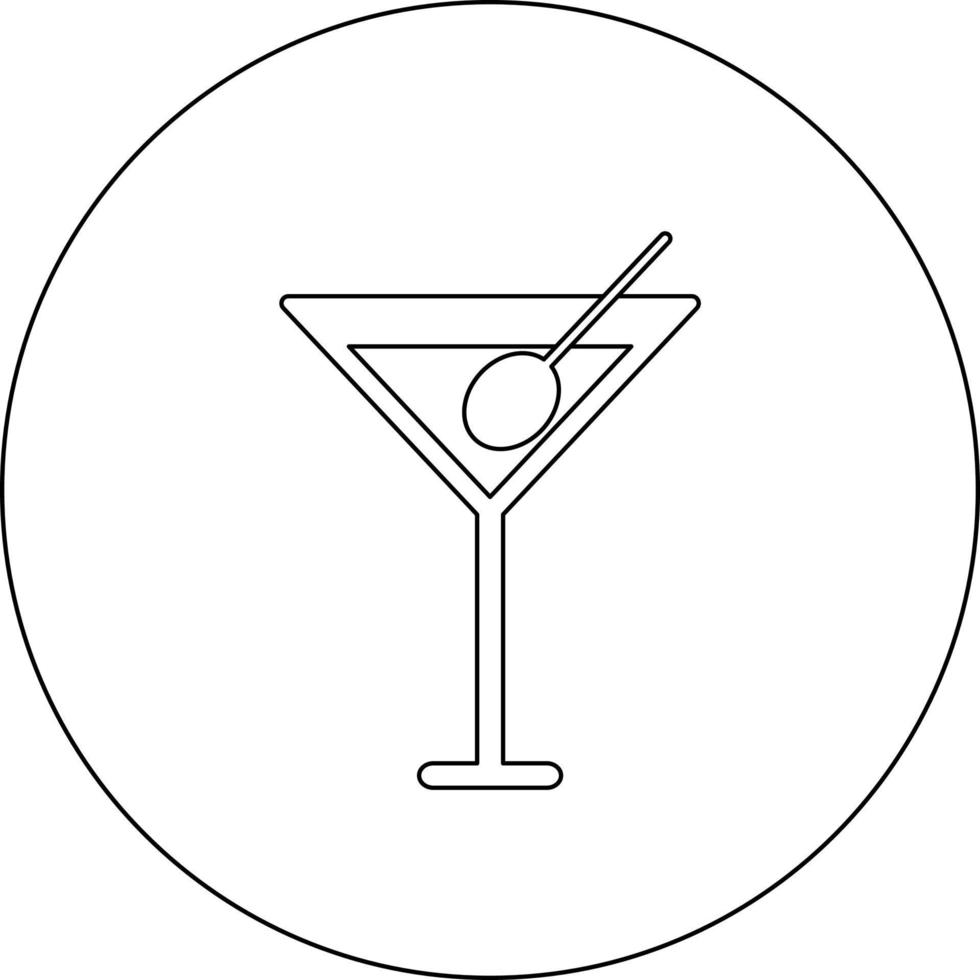 Cocktail mit einer Olive, Illustration, Vektor auf weißem Hintergrund.
