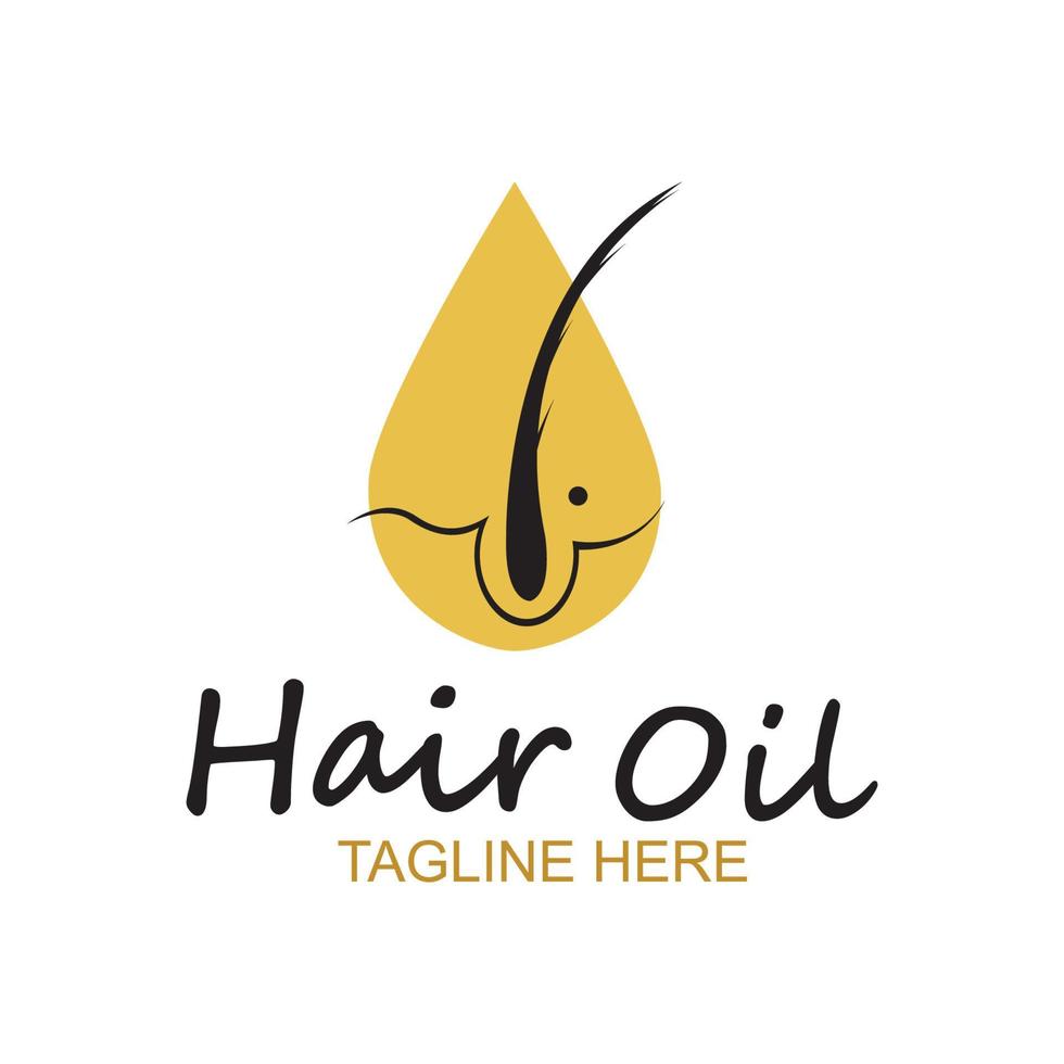 Haaröl ätherisches Logo mit Tropfenöl und Haarlogosymbol-Vektorv vektor