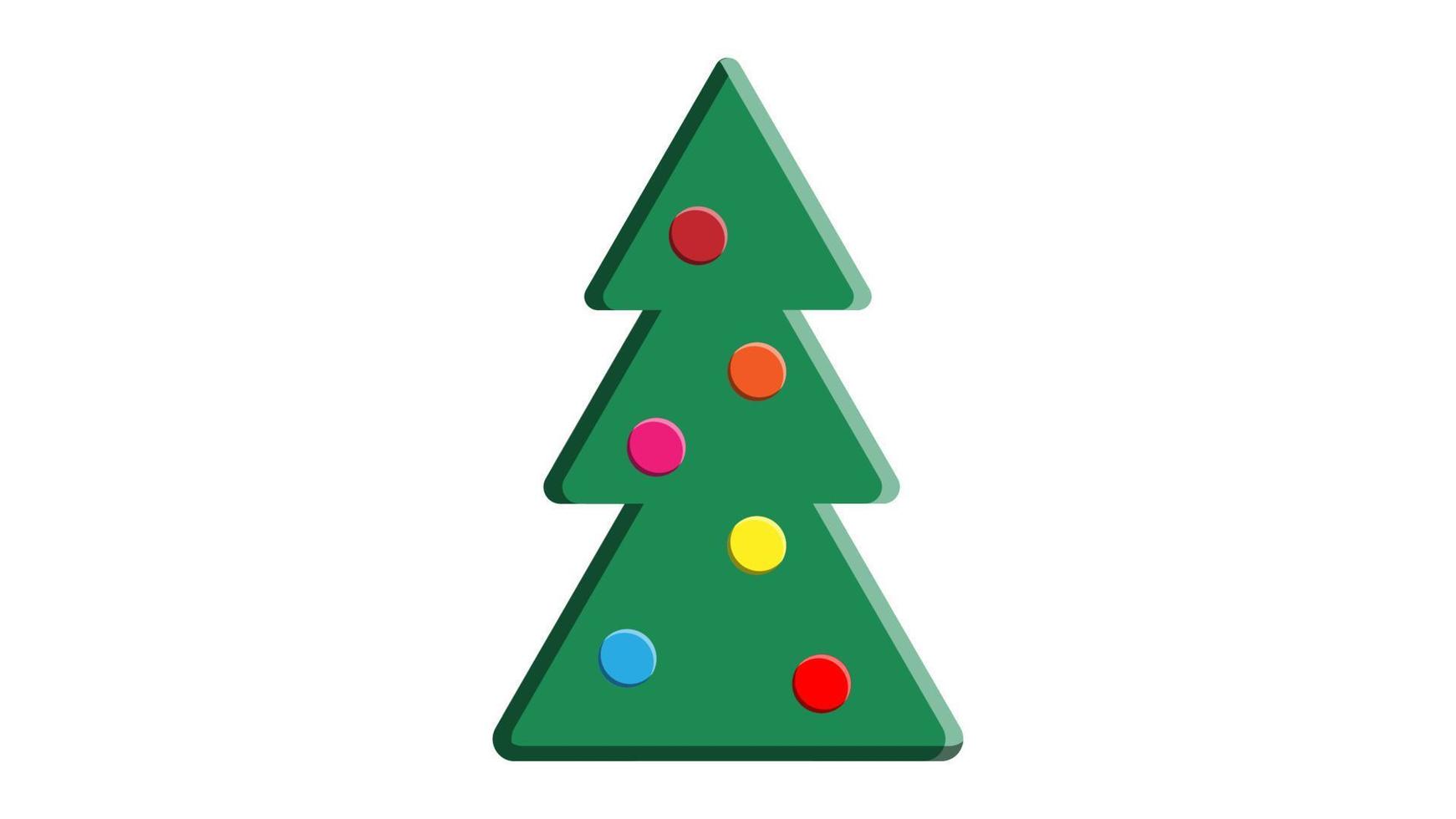 Weihnachtsbaum mit bunten Ornamenten isoliert auf weißem Hintergrund - detaillierte farbige Illustration für Ihren Gruß der frohen Weihnachten, Vektor