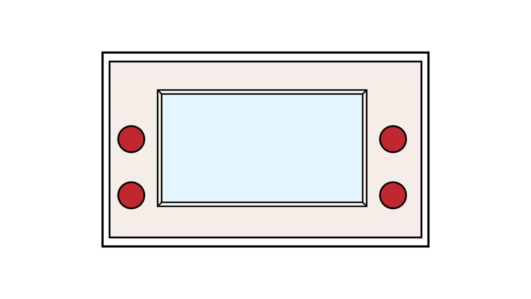 alte Retro-Vintage-Hipster-Handheld-Videospielkonsole mit Tasten und Bildschirm für Gamer aus den 70er, 80er und 90er Jahren. weißes Symbol. Vektor-Illustration vektor