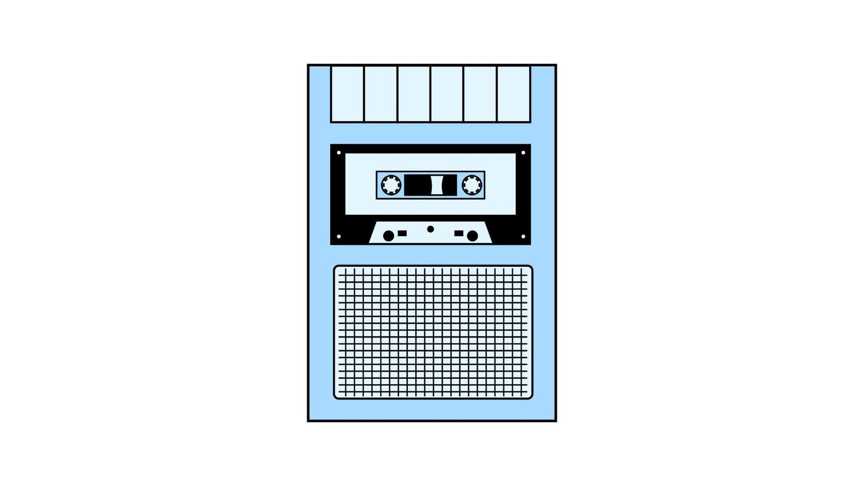 alter Retro-Vintage-Hipster-Diktiergerät mit Musik-Tonbandkassette für Sprachaufnahmen aus den 70er, 80er, 90er Jahren. schöne blaue Ikone. Vektor-Illustration vektor