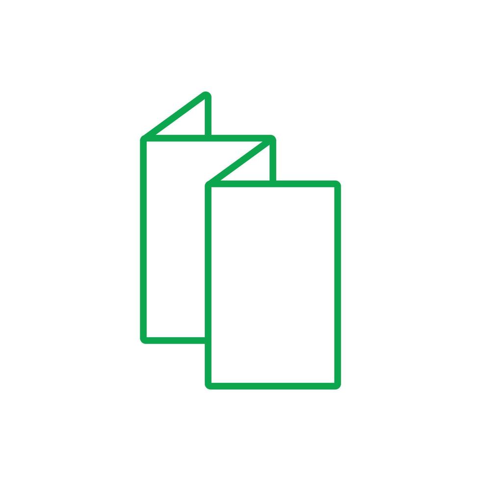 eps10 grön vektor trifold eller folder linje ikon isolerat på vit bakgrund. hopfällbar papper flygblad eller häfte symbol i en enkel platt trendig modern stil för din hemsida design, logotyp, och mobil app