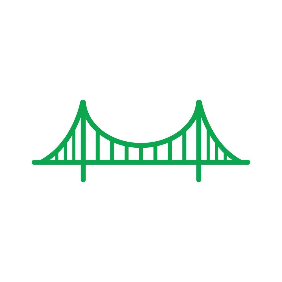 eps10 grüner Vektor Golden Gate Bridge Linie Kunstsymbol isoliert auf weißem Hintergrund. Hängebrücken-Umrisssymbol in einem einfachen, flachen, trendigen, modernen Stil für Ihr Website-Design, Logo und mobile App