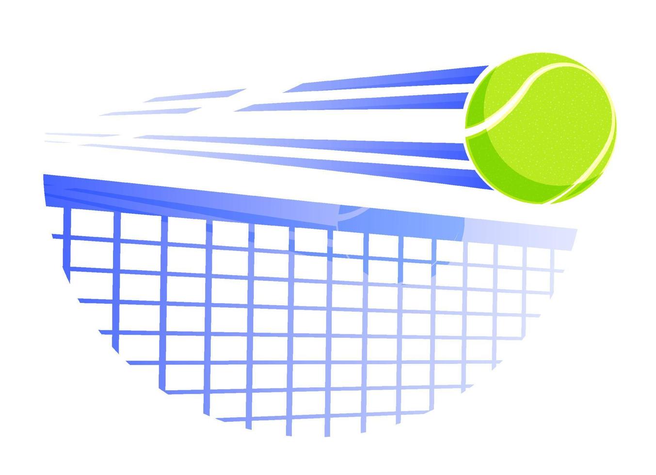 schneller tennisball fliegt mit großer geschwindigkeit auf tennisnetz. Sportausrüstung. symbol für mobile anwendung oder web. Vektor