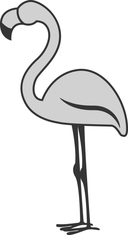 Grauer Flamingo, Illustration, Vektor auf weißem Hintergrund.