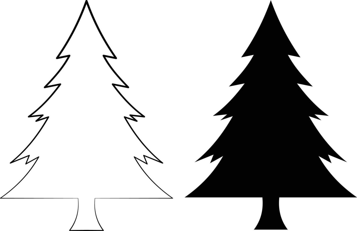 Weihnachtsbaum flaches und Liniensymbol, dekoriertes Nadelbaum-Umrissvektorzeichen. Weihnachtsbaum Symbol Symbol Vektor. vektor